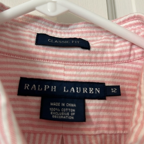 Boys black label Ralph Lauren Oxford pink stripe 12 like new - Picture 5 of 5